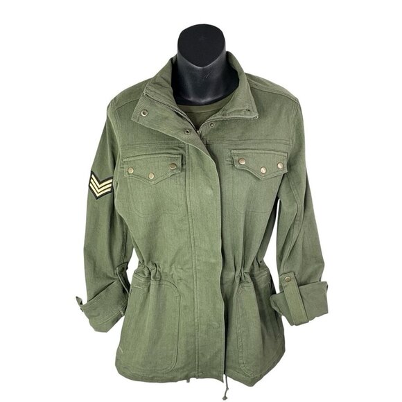Two Penny Lane Maxwell Field Jacket Olive Green Women’s S Army Style Grunge Hip - Picture 4 of 16
